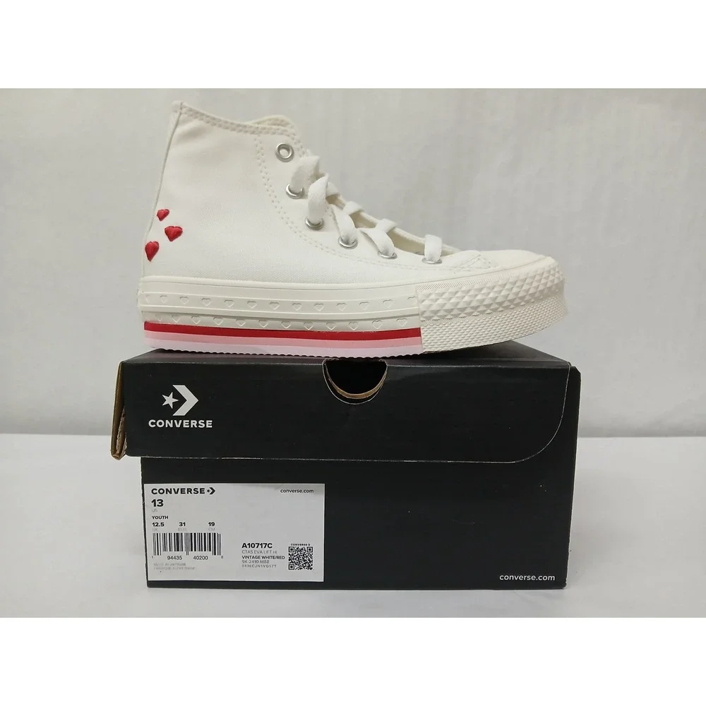 Converse Girl's Chuck Taylor All Star Eva Lift Hi Top Shoes A10717C White‎ Sz 13
